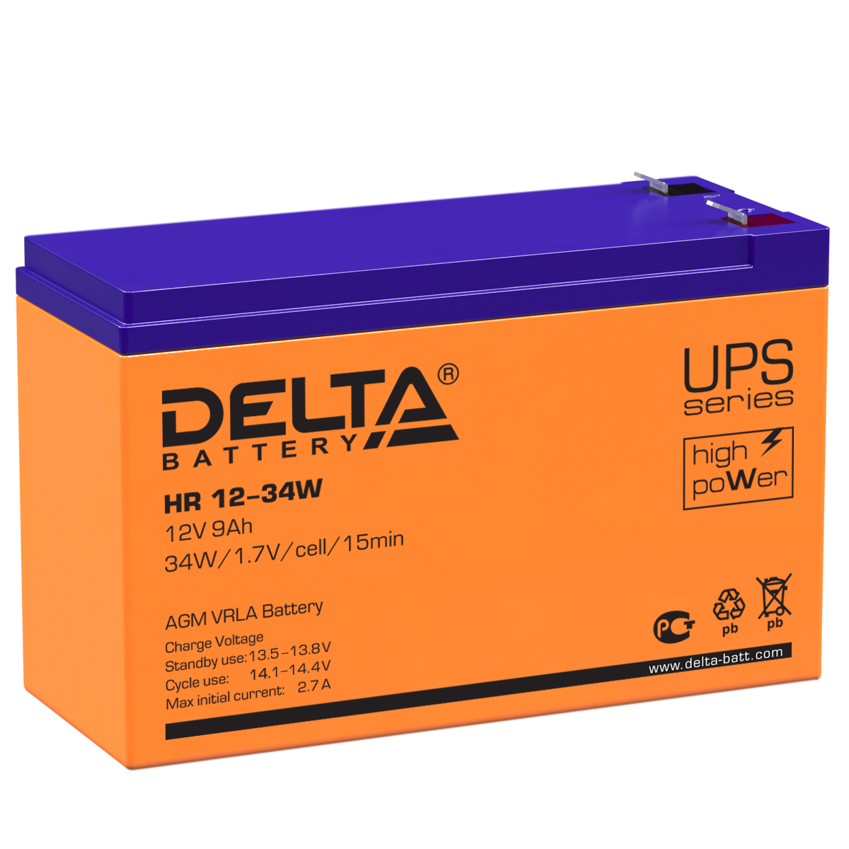 Delta Аккумуляторная батарея HR 12-34W (12V/9Ah) фото