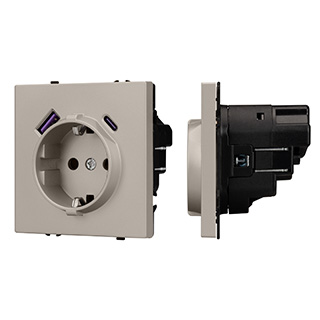 Arlight Механизм розетки с USB зарядкой SCT-NOBE-MUAC-SFPL-CA (230V, 16A) (Кашемир) фото