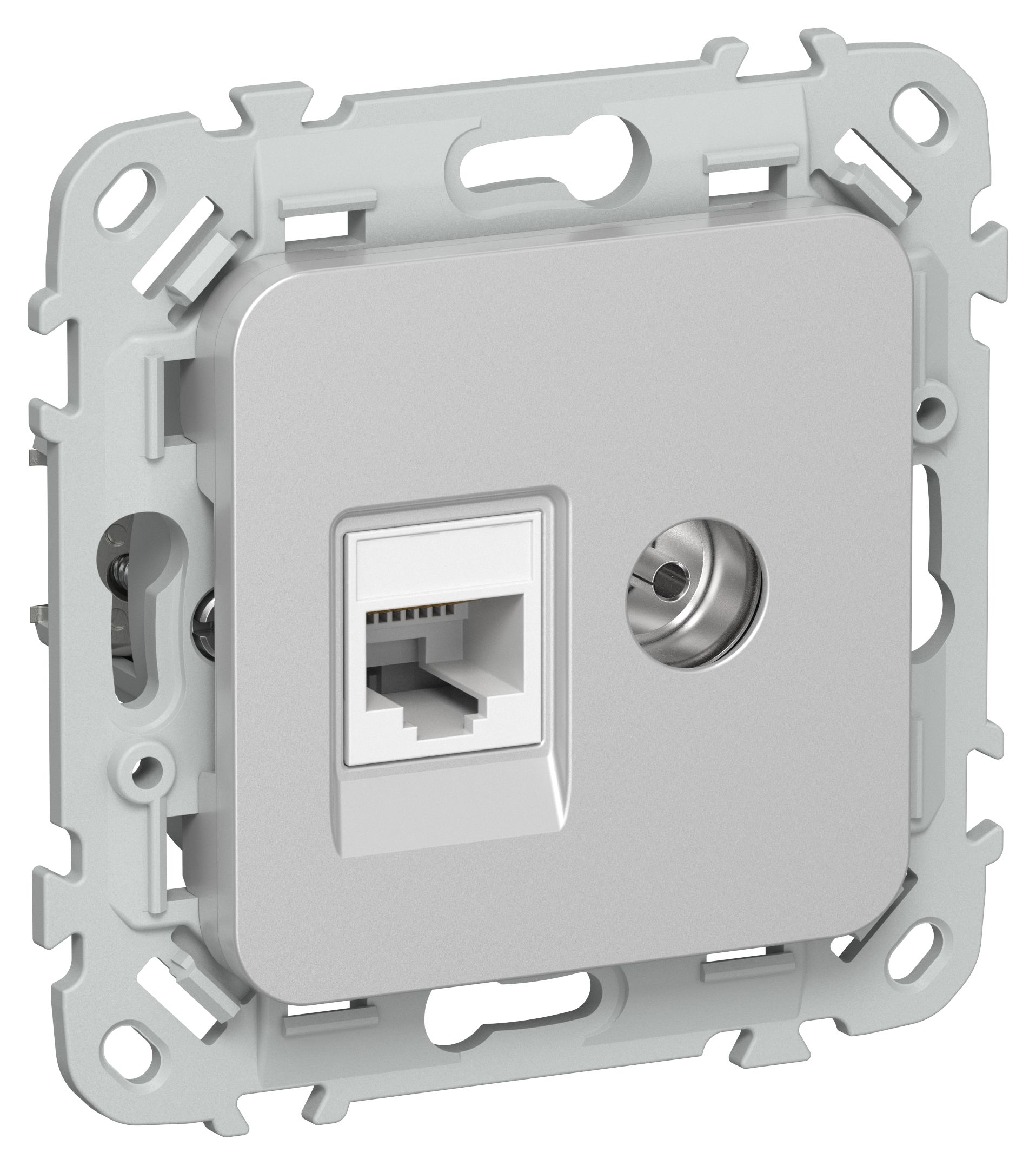 IEK FLITE Алюминий Розетка 2-местная RJ45/TV категория 5Е UTP фото