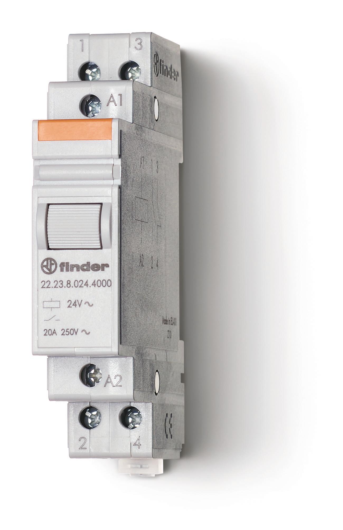 Finder Модульный контактор; 1NO+1NC 20А; контакты AgSnO2; катушка 230В АС; ширина 17.5мм; степень защиты IP20; опции: нет фото