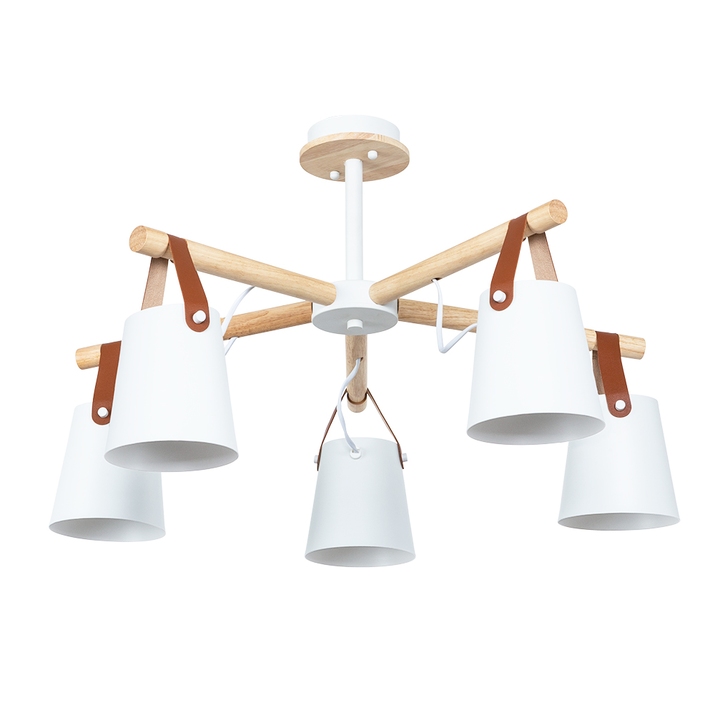 Arte Lamp A7032PL-5WH THOMAS Люстра на штанге металл/дерево/кожа фото