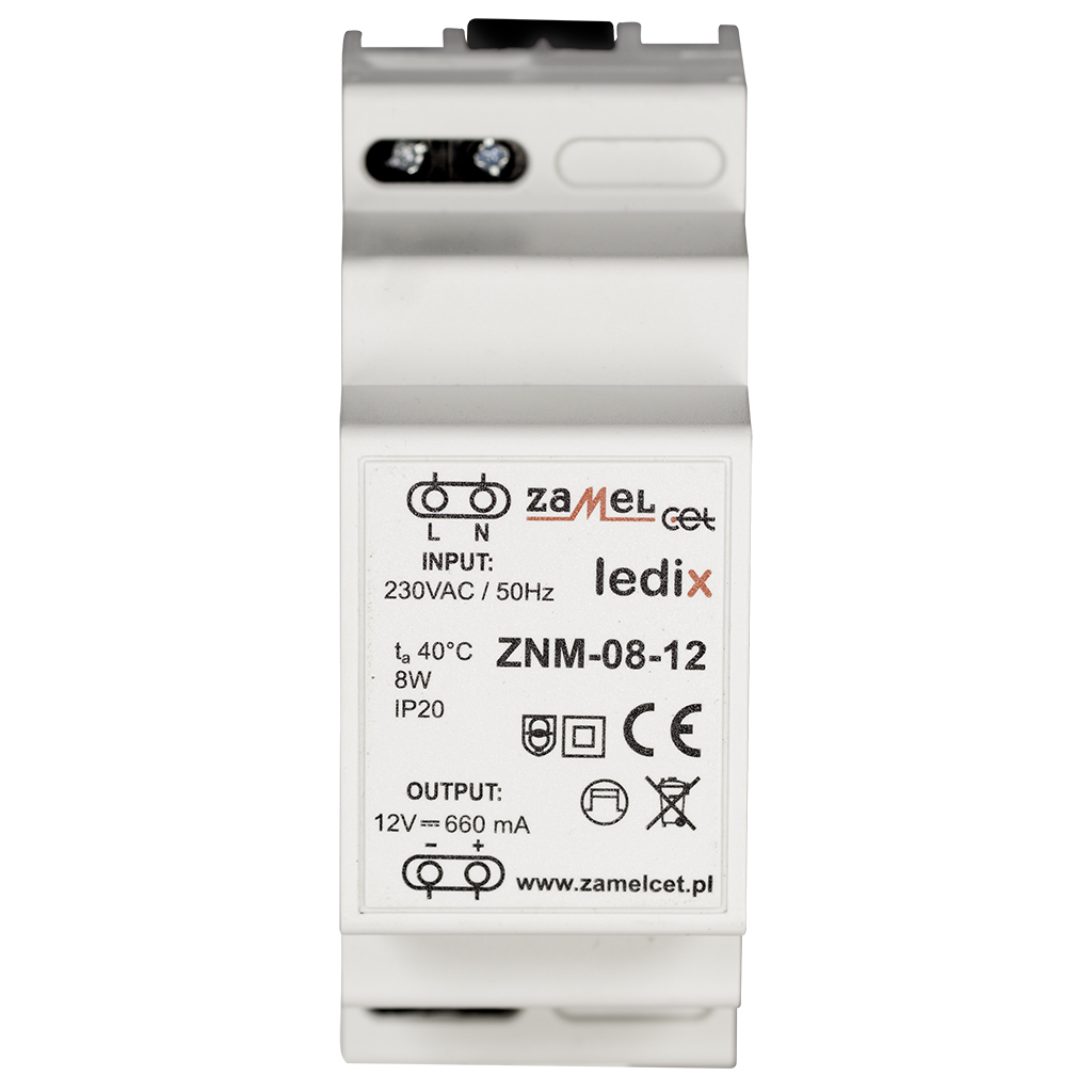 Zamel Блок питания LED 12V DC 8W на DIN-рейку фото