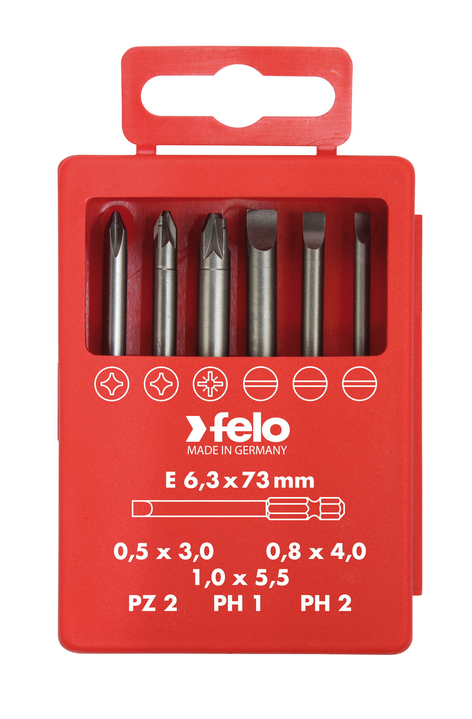 Felo Набор бит SL/PZ/PH Industrial  73 мм в кейсе, 6 шт 03092716 фото