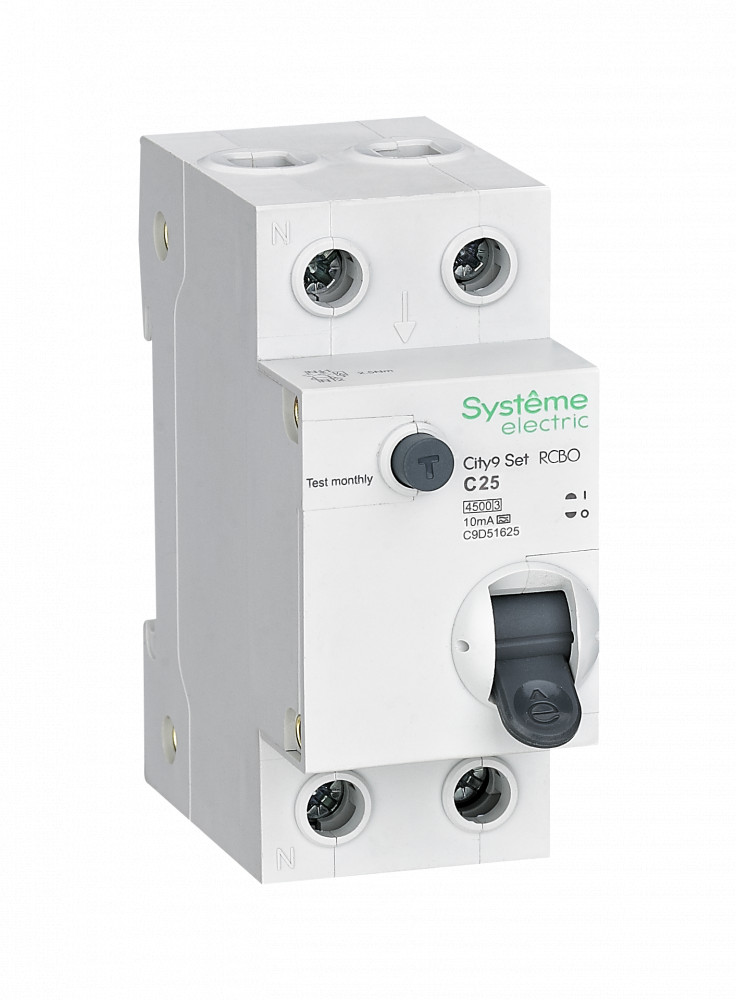 Systeme Electric City9 Set Авт. выкл. диф. тока (АВДТ) 1P+N С 25А 4.5kA 10мА Тип-A 230В фото
