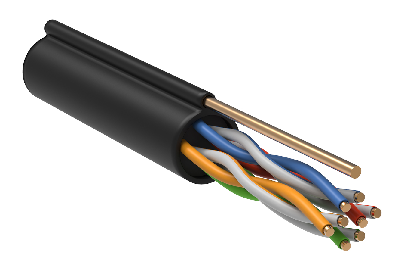 IEK ITK Каб. U/UTP кат.5E 4х2х24AWG, LDPE трос 1,2мм, 305м чер. фото