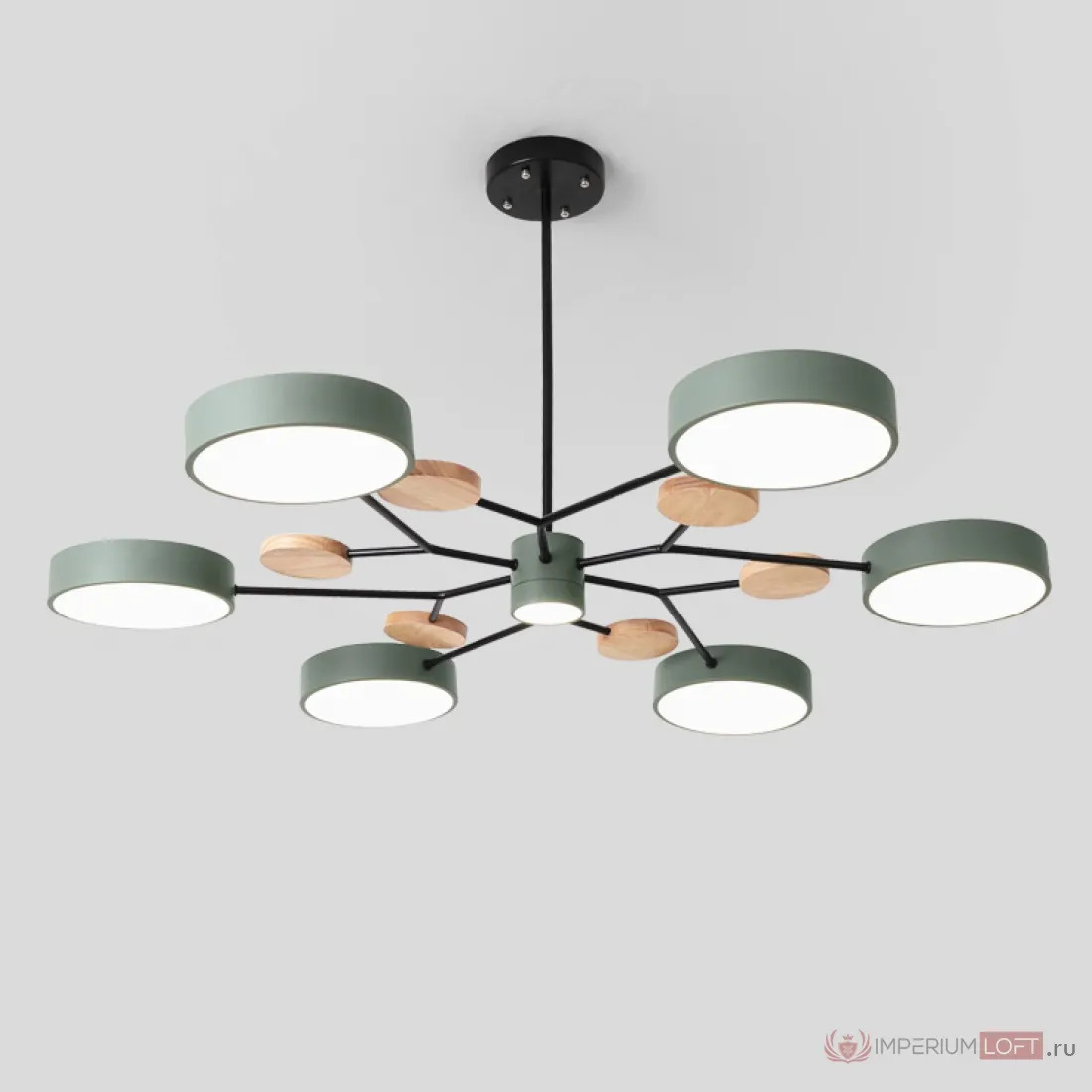 ImperiumLoft Люстра на штанге MEADE 7 lamps Green фото