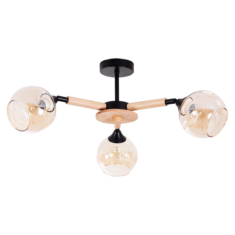 Arte Lamp A4370PL-3BR BRANSON Люстра металл черный/дерево/янтарное стекло фото