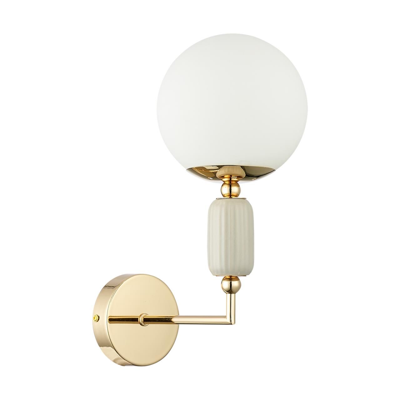 Lumion 6580/1W CLASSI LN24 французское золото, серый/белый металл, керамика/стекло Настенный светильник E14 1*40W 220V VIVIEN фото