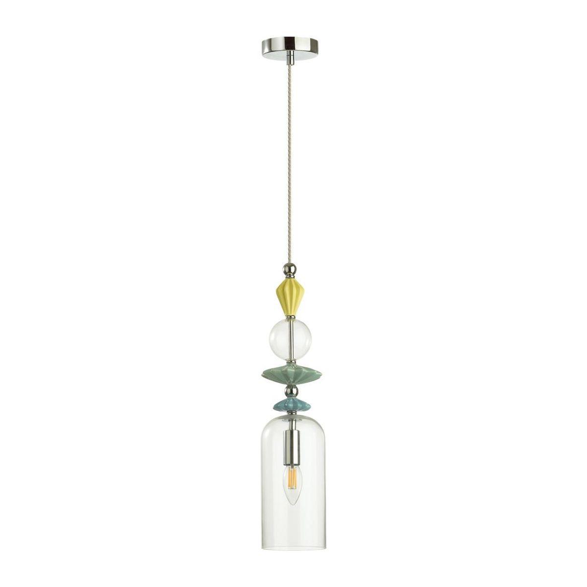 Odeon Light 4893/1 CLASSIC ODL_EX22 35 хром/раноцветн./керамика/стекло Подвес E14 1*40W 4893/1 BIZET фото