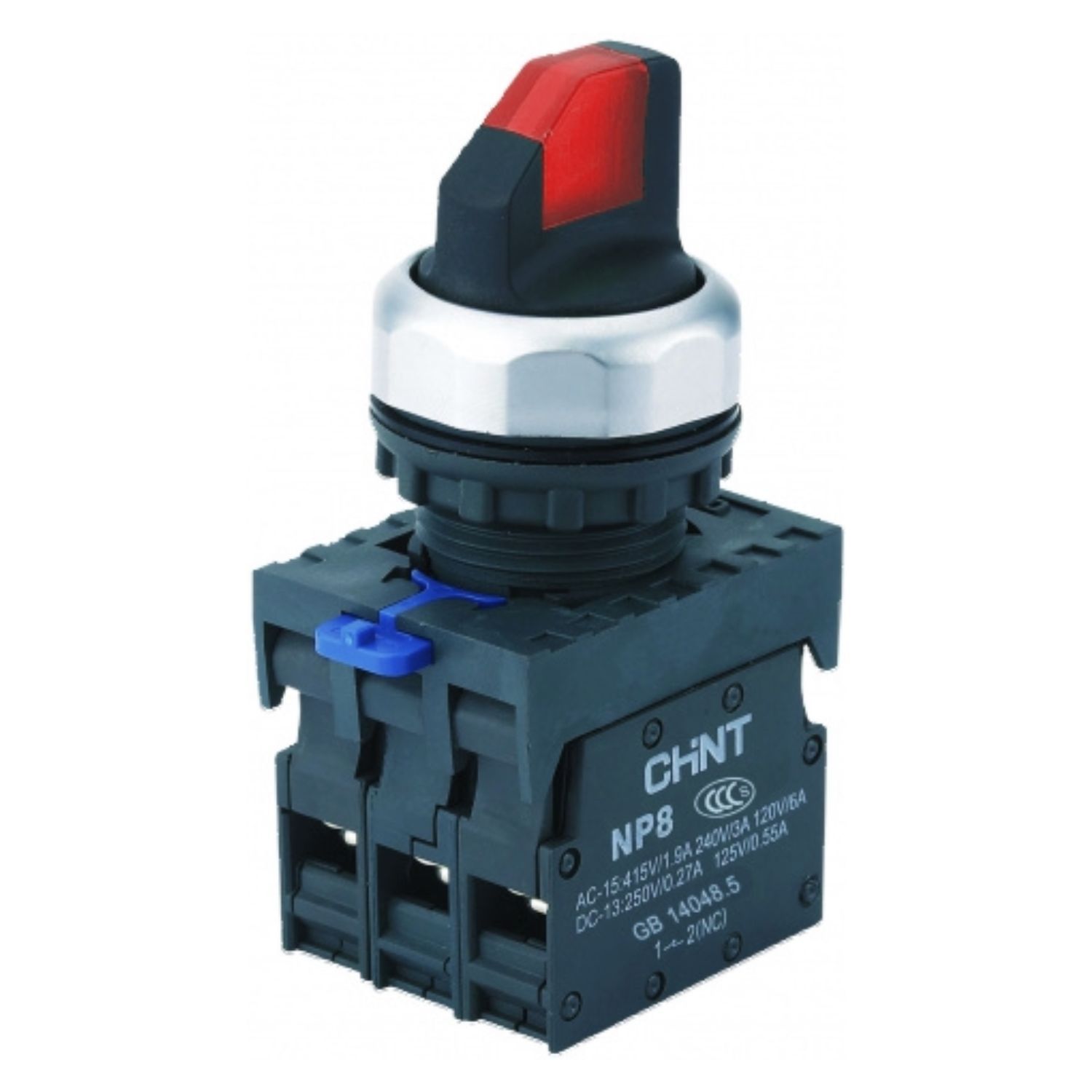 CHINT Переключатель подсвет. NP8-11XD/314, 3 полож., фикс., красн., AC110-230В(LED), 1НО+1НЗ, IP65 (R) фото
