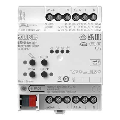 JUNG KNX Универсальный LED-диммер 4 группы, монтаж на DIN-рейку фото