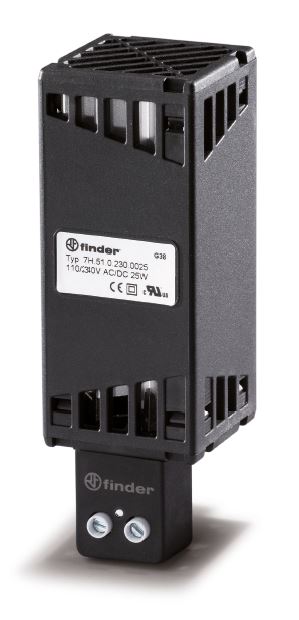 Finder Щитовые электронагреватели; электропитание 110…250В AC/DC; тепловая мощность 25Вт; установка на рейку 35мм; степень защиты IP20 фото