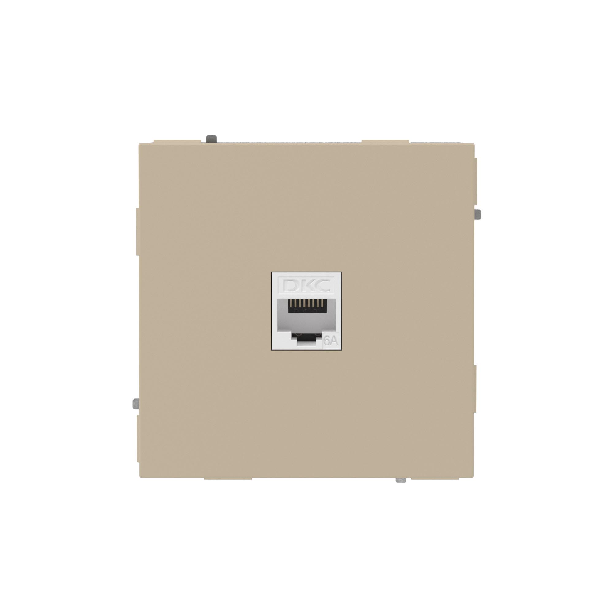 DKC KANT Компьютерная розетка RJ-45 без шторки, кат.6А одинарная,ванильный марципан фото