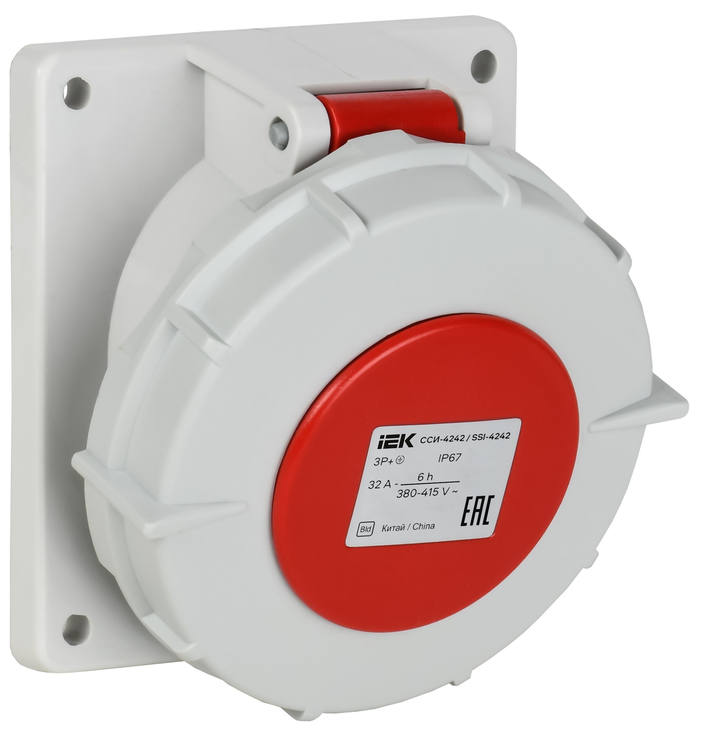 Розетка встр. угл. ССИ-4242 32А-6ч 380В 3P+PE IP67 IEK фото