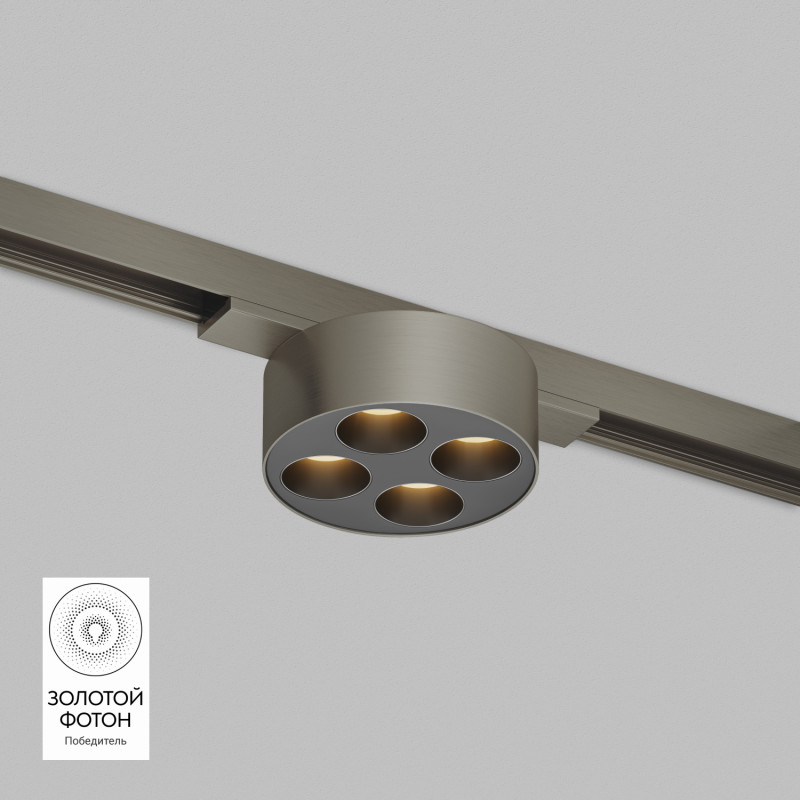 Denkirs DK5772-DN Светильник для трека SHINE GRILL со светодиодом, D74*H28, 48V DC, 6W, RA≥90, 3000K, IP20, темный никель, алюминий фото