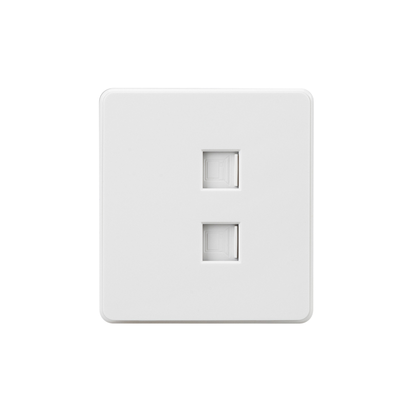 KRANZ ROUND Розетка компьютерная двойная RJ45+RJ45 кат6 с/у перламутр , с 1-пост. рамкой фото