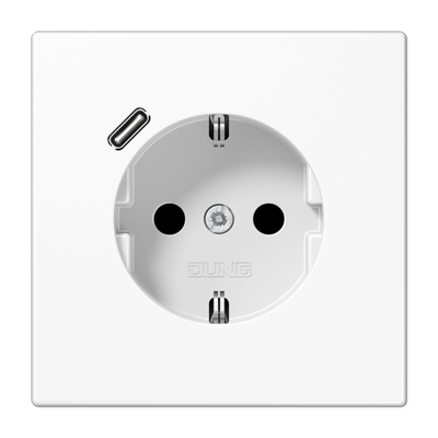 JUNG SCHUKO® Розетка с USB-зарядным устройством, тип С; термопласт; белый фото