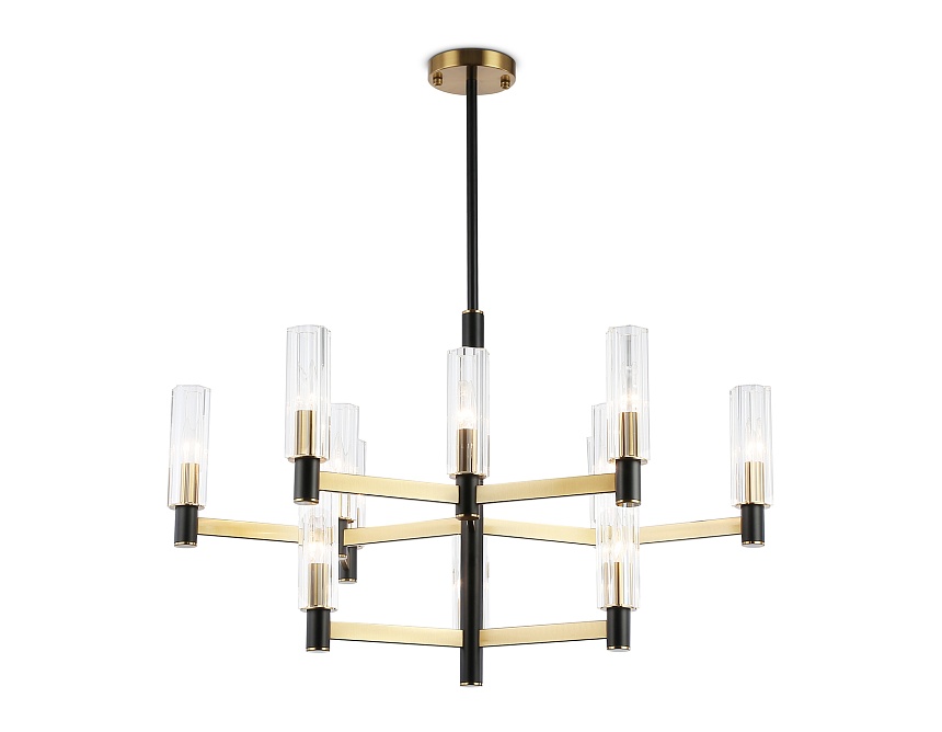 Ambrella Светильник на штанге LH55515/12 BK/BS/CL черный/латунь/прозрачный E14*12 max 40W D860*905 фото