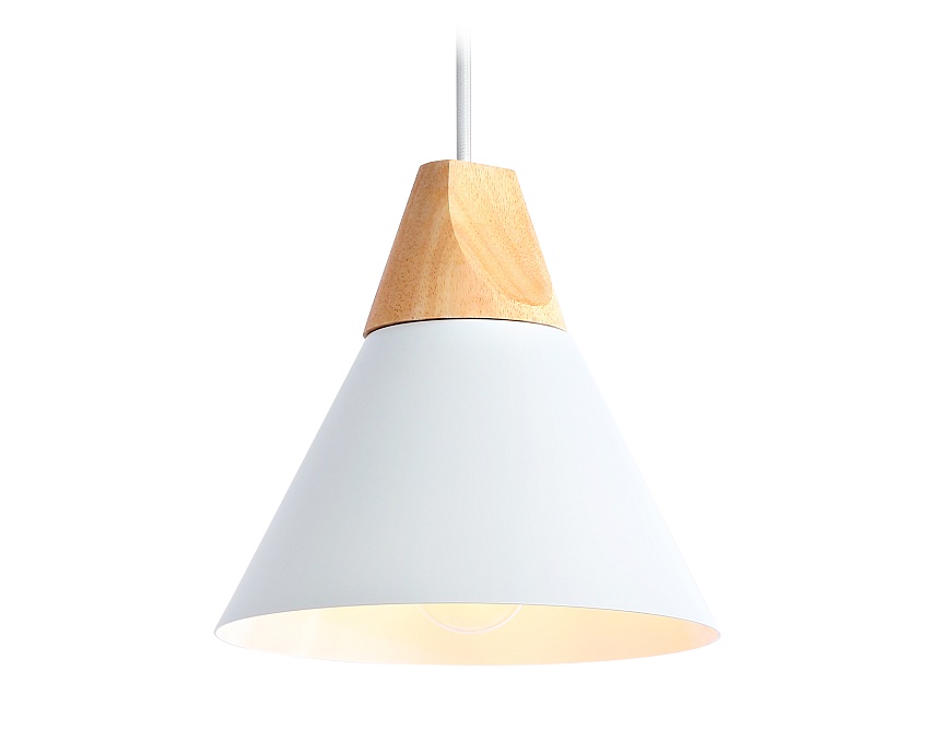 Ambrella Подвесной светильник в стиле лофт TR8195 WH/LW белый/светлое дерево E27 max 40W D230*935 фото