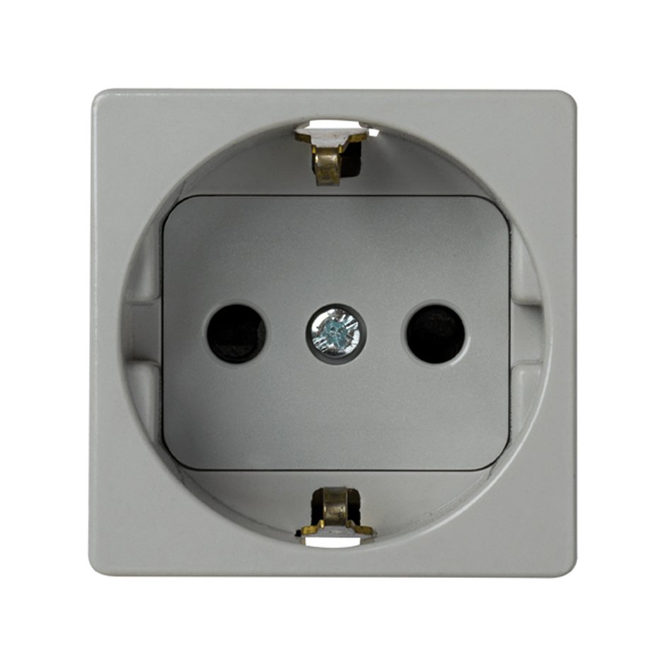 Simon 27 Мех Серая Розетка 2к+з Schuko с шторками, винтовой зажим, 10/16А 250V фото