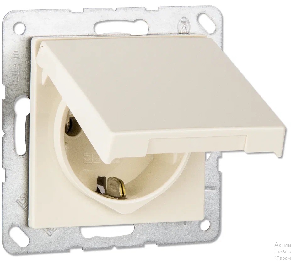 JUNG Розетка SCHUKO® с крышкой термопласт слоновая кость фото