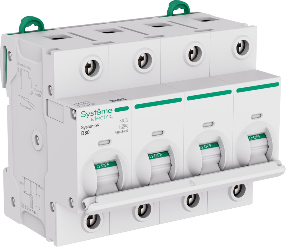 Systeme Electric Systeme9 Автоматический выключатель (АВ) 27мм D 80A 4P 10 kA 400В фото
