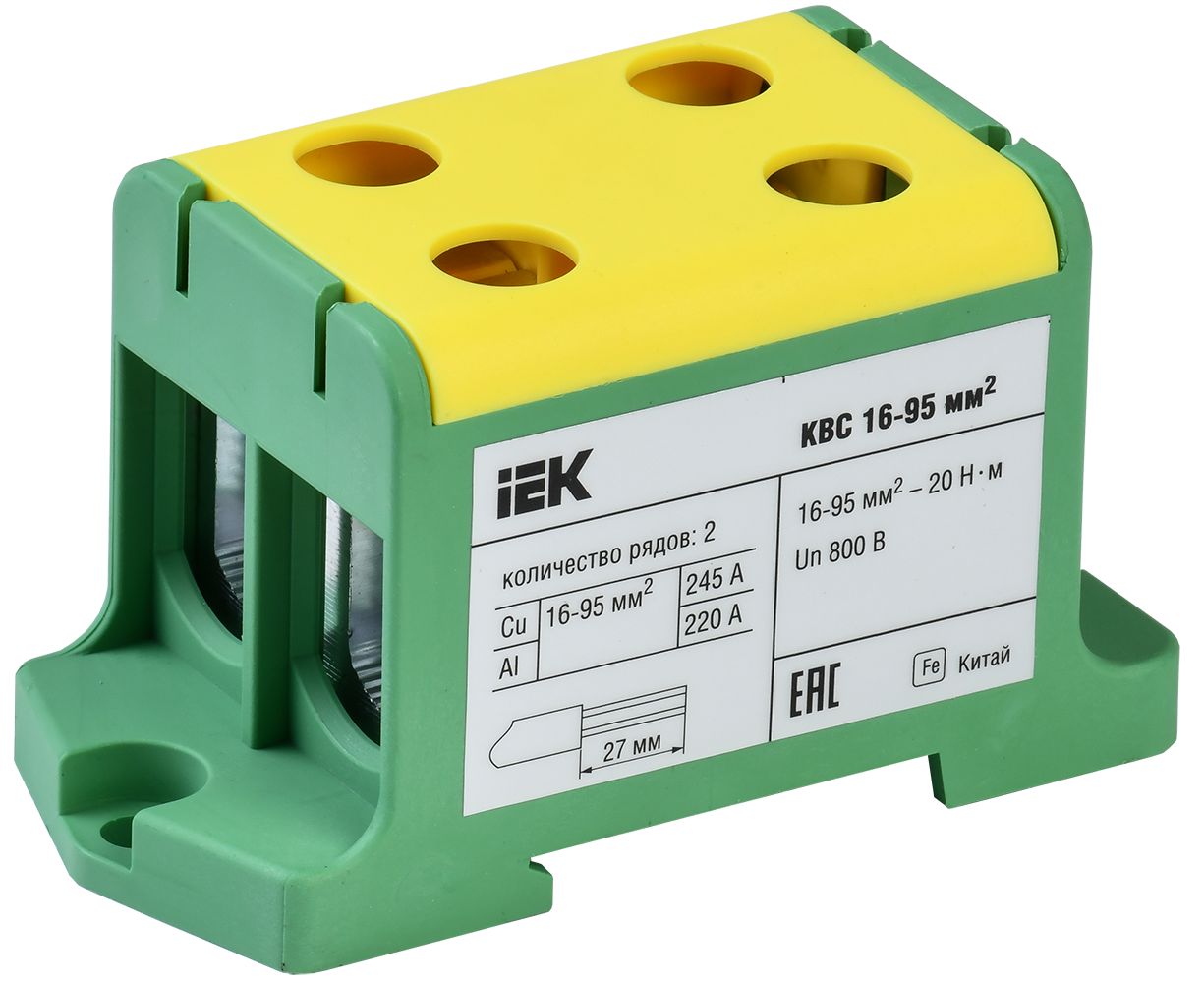 IEK Клемма вводная силовая КВС 16-95 кв.мм. 2-рядная PE фото
