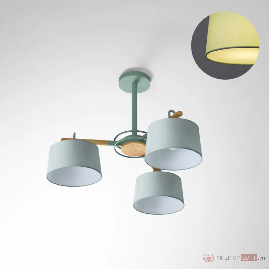 ImperiumLoft Потолочная люстра на штанге EVEN 3 Olive фото