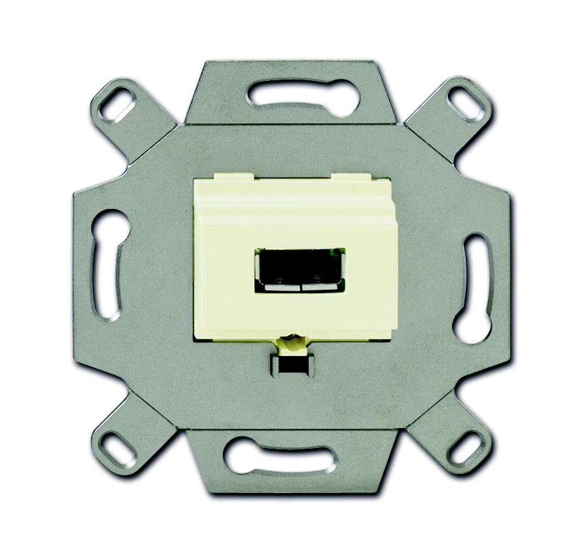 ABB BJE Мех USB-розетки/разъёма, USB-type A, USB2.0, 5 полюсов, цвет слоновая кость фото