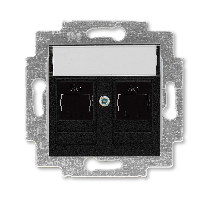 ABB EPJ Levit антрацит / дымчатый чёрный Розетка компьютерная, 2хRJ45 кат,5e, антрацит фото