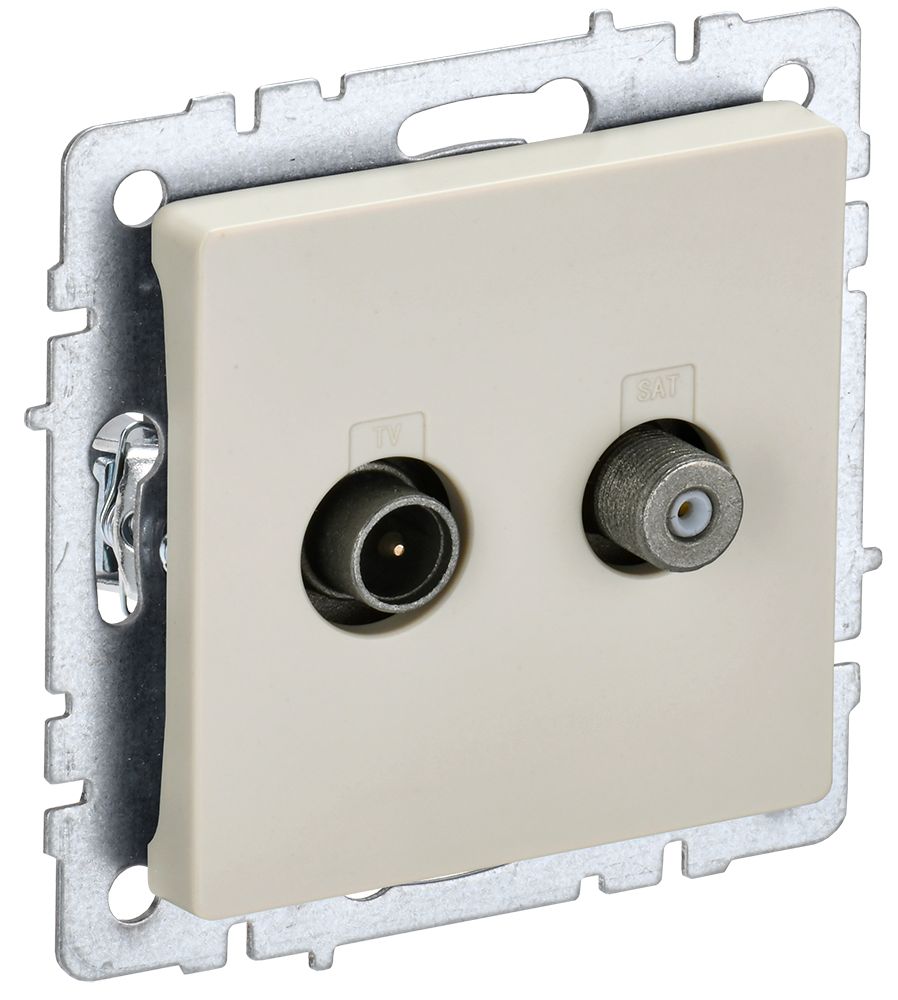 IEK BRITE BASE Бежевый Розетка двойная TV+SAT РТВ/РСп12-БрКр фото