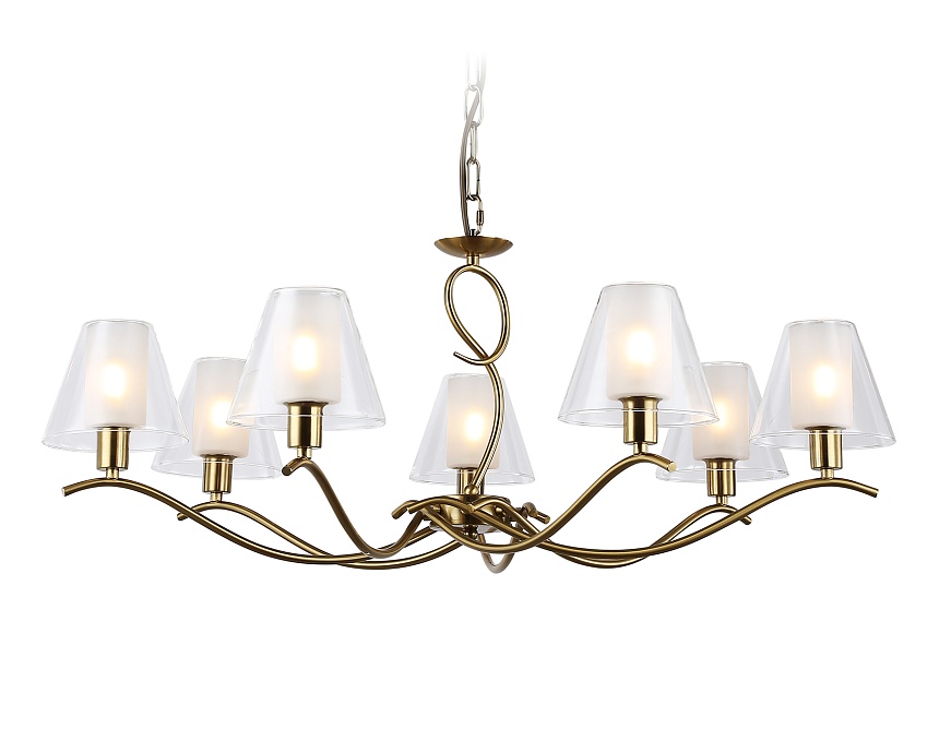 Ambrella Светильник подвесной LH57093/7 BS/FR латунь/белый матовый E14/7 max 40W D840*790 фото