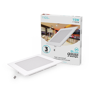 Gauss Светильник Slim квадрат 15W 1100lm 4000K 180-265V IP20 монтаж Ø155*155 170*170*22 LED фото