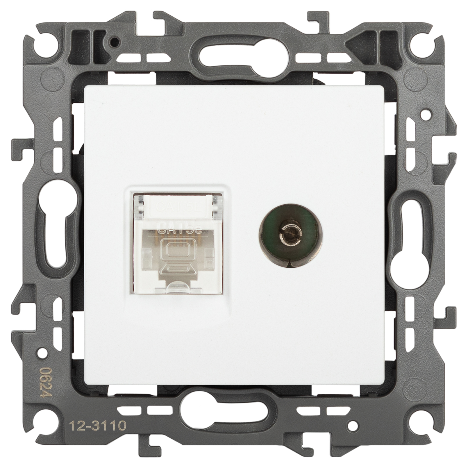 ЭРА Розетка Серия 12 12-3110-01М комбинированная RJ45+TV, белый матовый фото