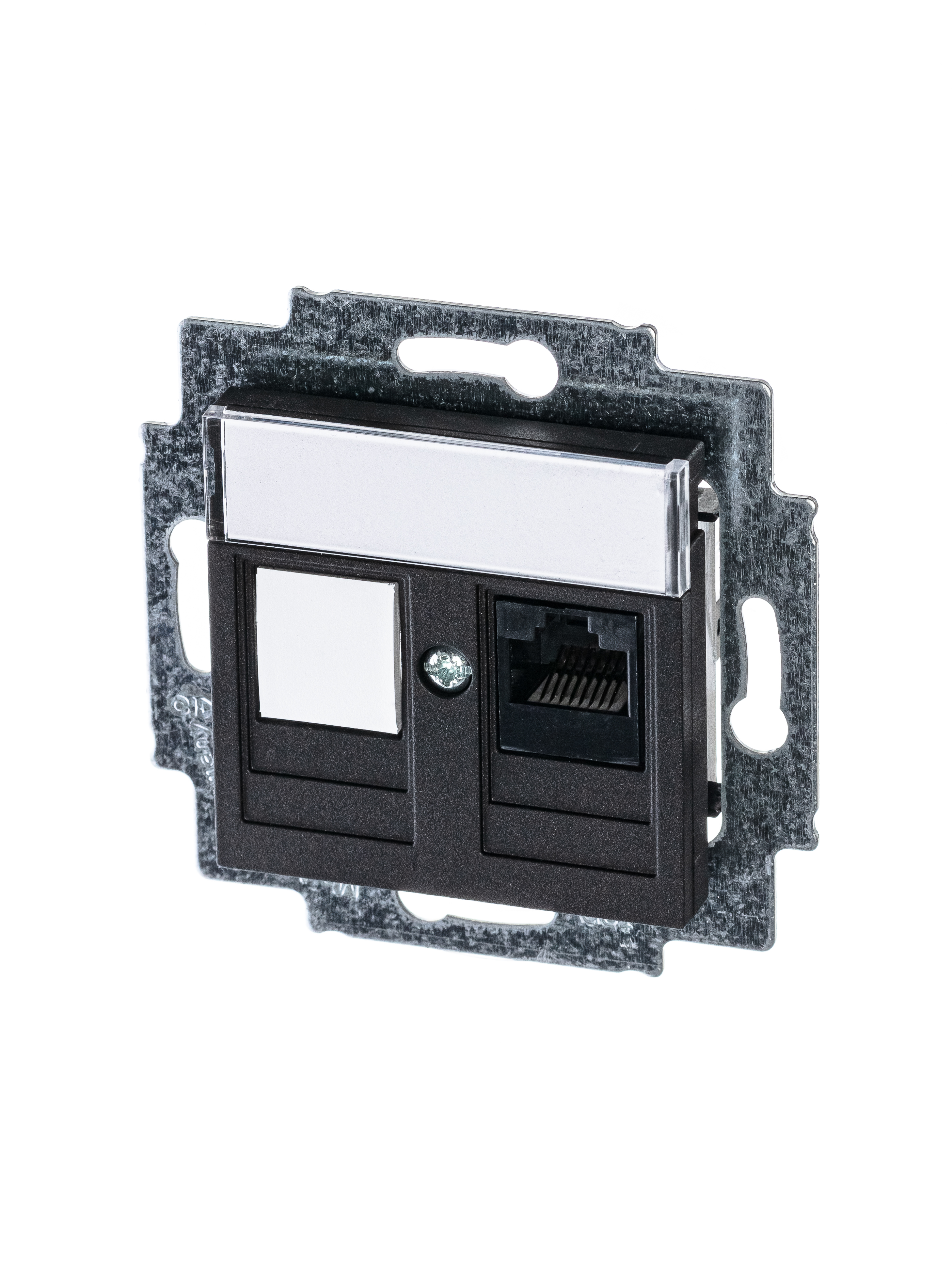 ABB EPJ Levit антрацит / дымчатый чёрный Розетка компьютерная RJ45 кат,5e+заглуш,, антрацит фото