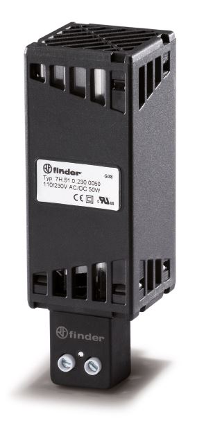 Finder Щитовые электронагреватели; электропитание 110…250В AC/DC; тепловая мощность 50Вт; установка на рейку 35мм; степень защиты IP20 фото