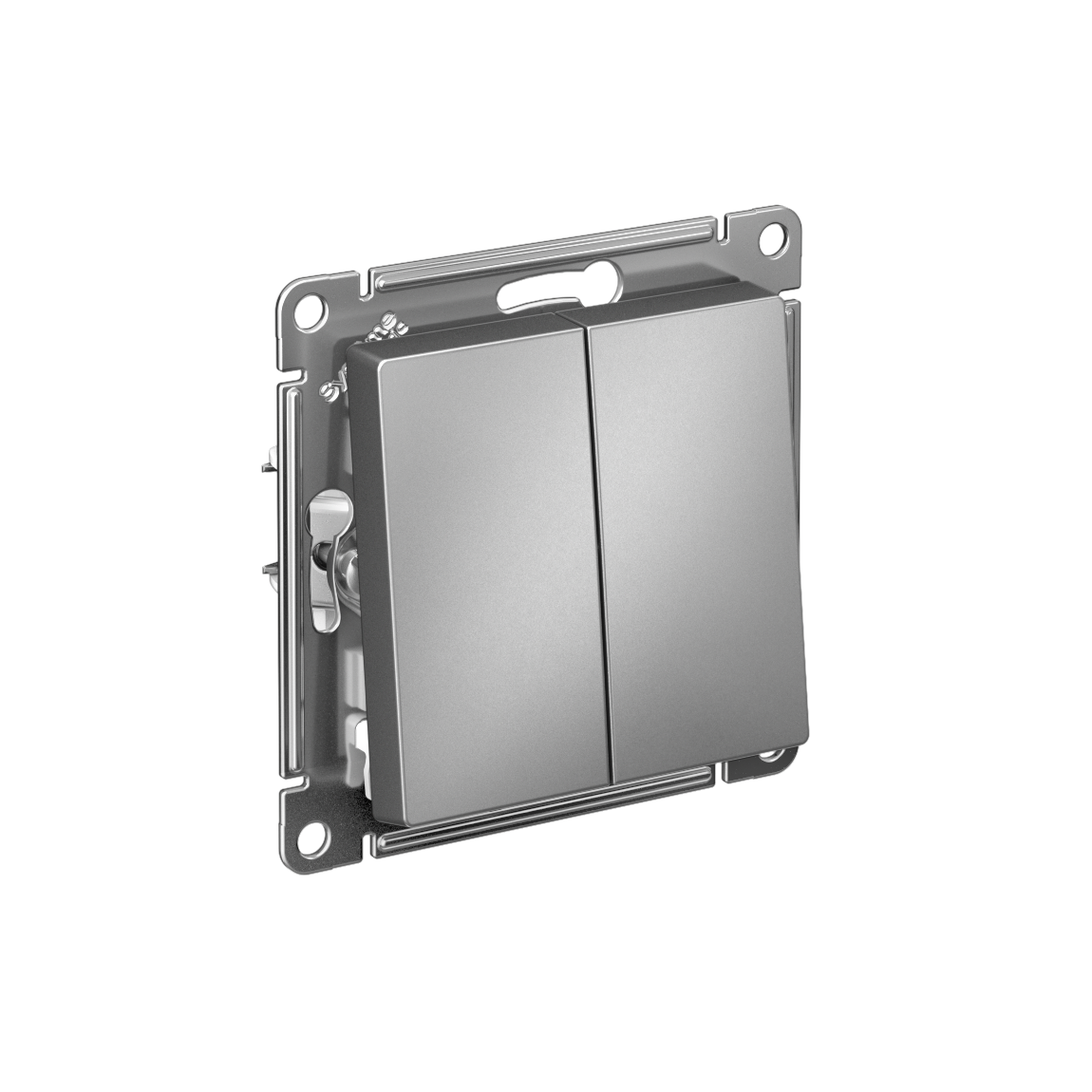 Systeme Electric AtlasDesign Сталь Переключатель 2-клавишный, сх.6/2, 10АХ, мех., быстрозажим. клем. фото