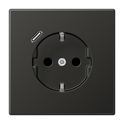 JUNG Розетка SCHUKO® с USB-зарядным устройством, тип С термопласт антрацит фото