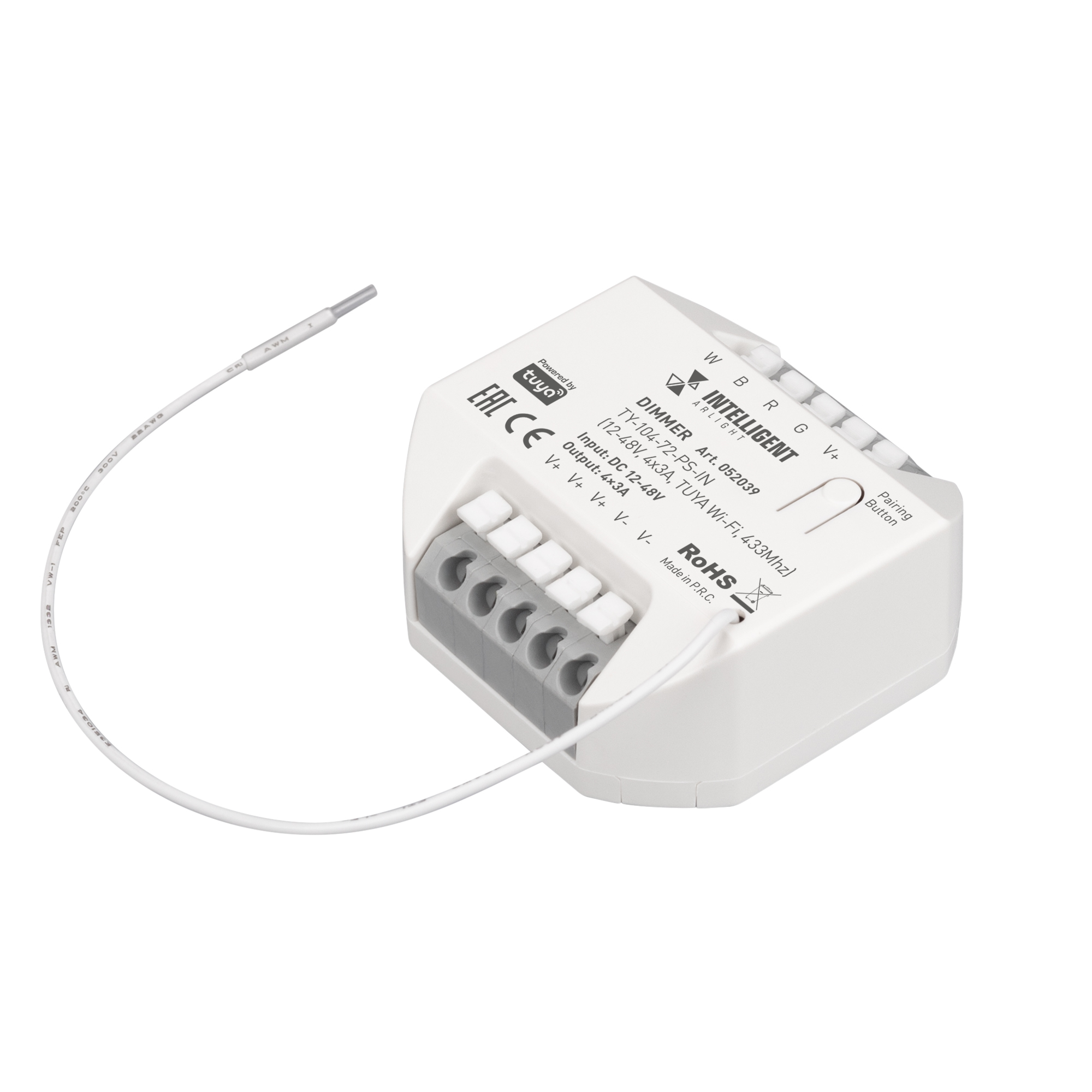Arlight INTELLIGENT ARLIGHT Диммер TY-104-72-PS-IN (12-48V, 4x3A, TUYA Wi-Fi, 433Mhz) (IARL, IP20 Пластик, 3 года) фото