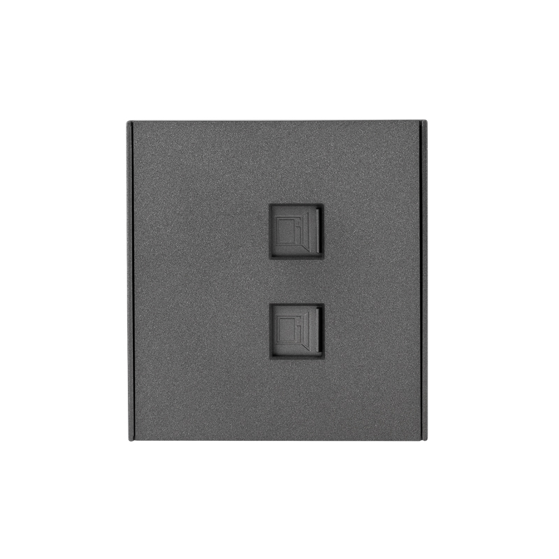 KRANZ STRONG Розетка компьютерная двойная RJ45+RJ45 кат6 с/у графит , с 1-пост. рамкой фото