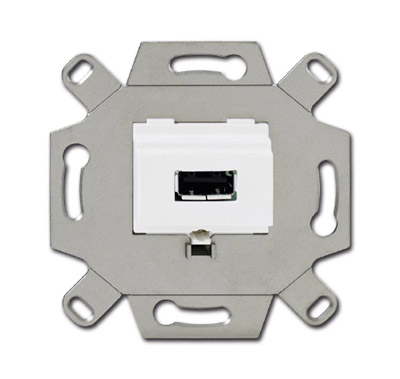 ABB BJE Мех USB-розетки/разъёма, USB-type A, USB2.0, 5 полюсов, цвет альпийский белый фото