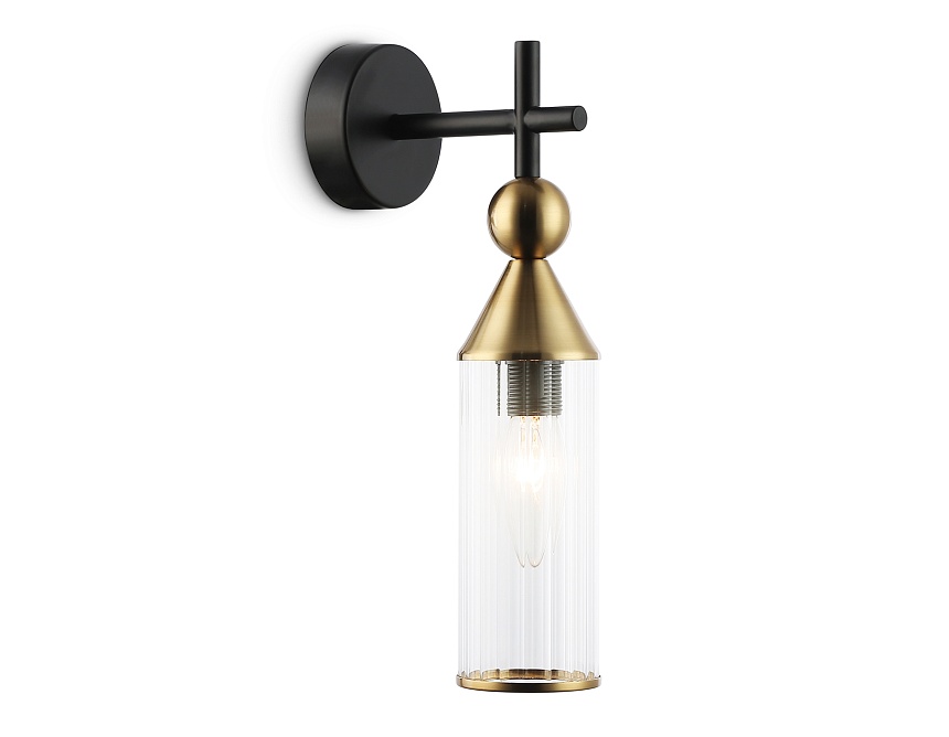 Ambrella Светильник настенный LH55260 BK/BS/CL черный/латунь/прозрачный E14 max 40W 140*80*310 фото