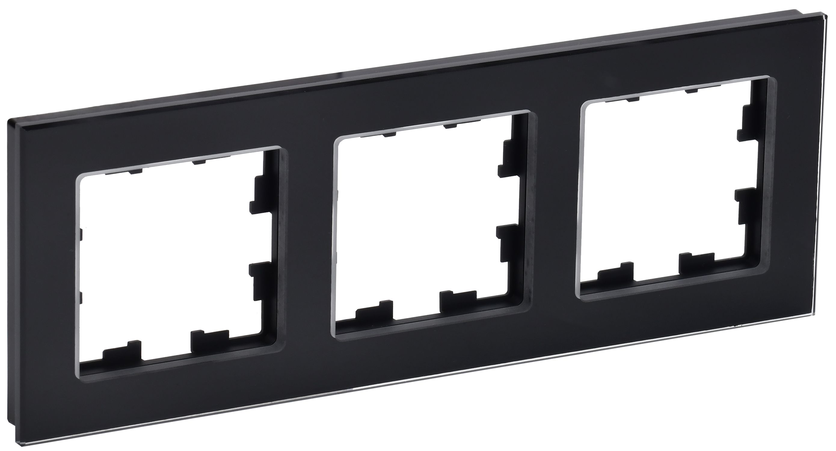 IEK BRITE DECOR Черный глянец стекло Рамка 3-м РУ-3-2-БрЧ фото