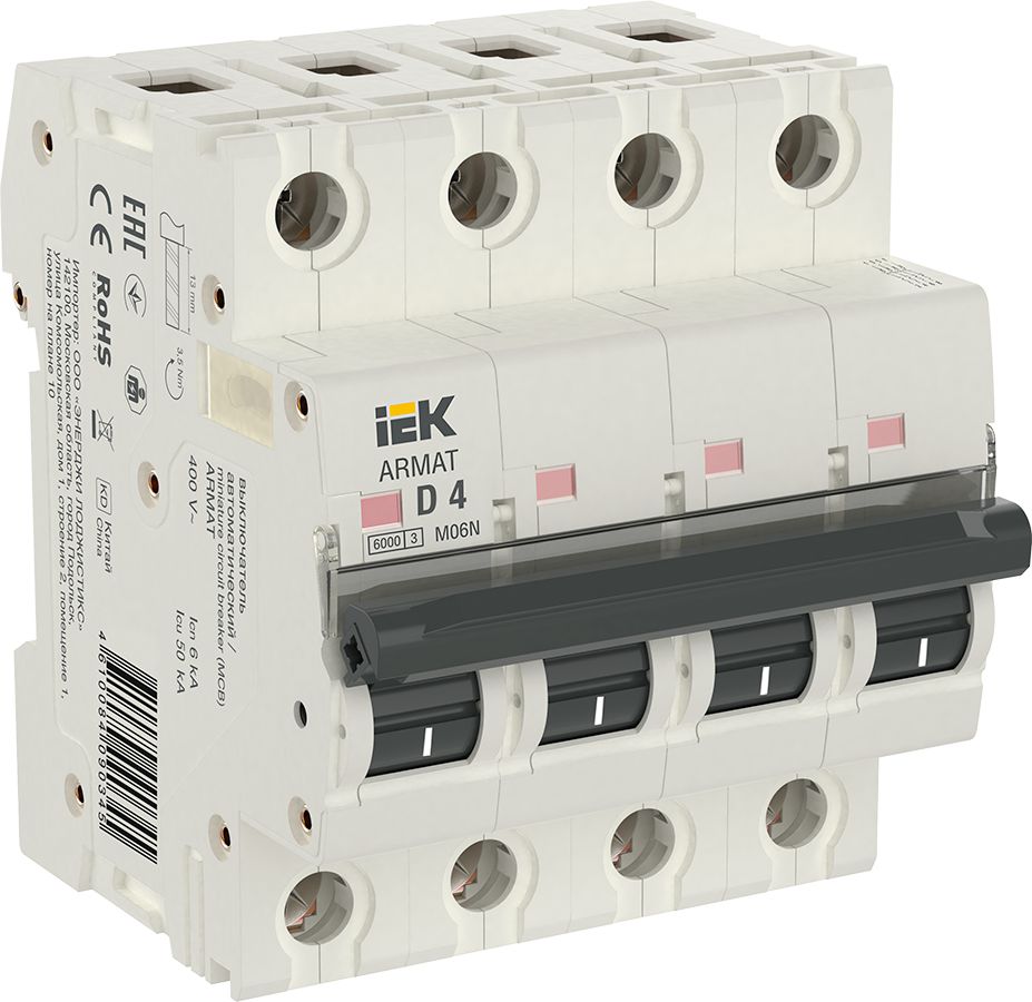 IEK ARMAT Автоматический выключатель M06N 4P D 4А фото