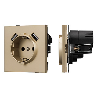 Arlight Механизм розетки с USB зарядкой SCT-TENDO-MUAA-SFPL-GD (230V, 16A) (-) фото