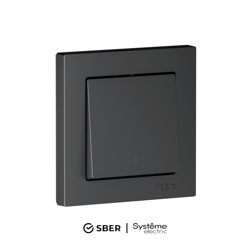 SBER Systeme Electric AtlasDesign Smart Карбон Выключатель 1-кл с подсв., Zigbee, сх.1, L+N, 10А, мех., модель SBDV-00196 фото