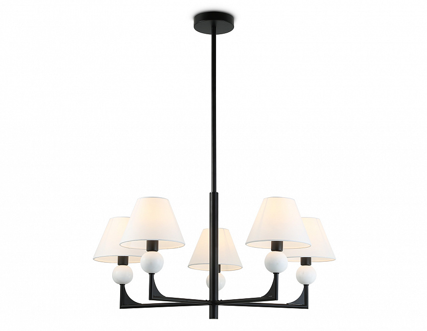 Ambrella Светильник на штанге LH75153/5 BK/FR черный/белый матовый E14*5 max 40W D730*580 фото