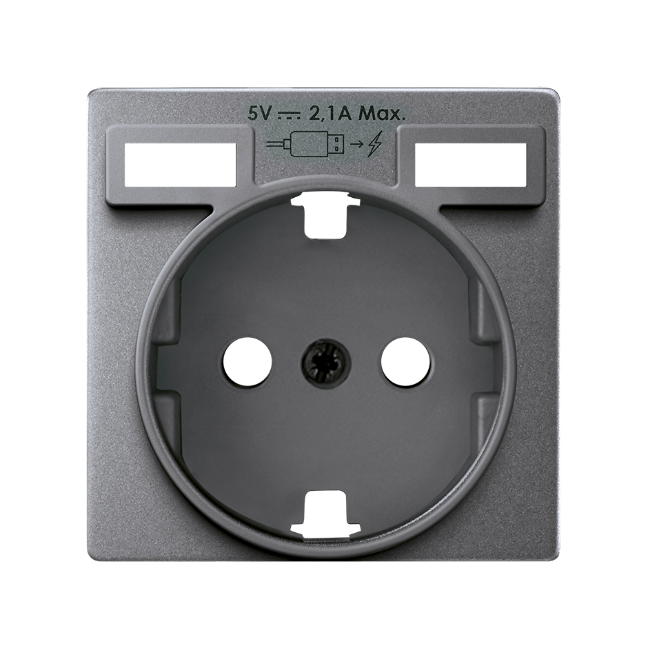 Simon 82 Detail Накладка для розетки Schuko с зарядным устройством 2хUSB цвета холодный Алюминий фото
