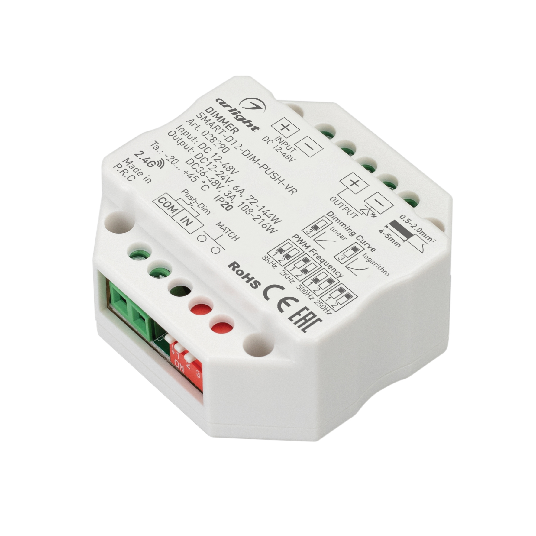 Arlight Диммер SMART-D12-DIM-PUSH-VR (12-48V, 1x6A, 2.4G) (IP20 Пластик, 5 лет) фото