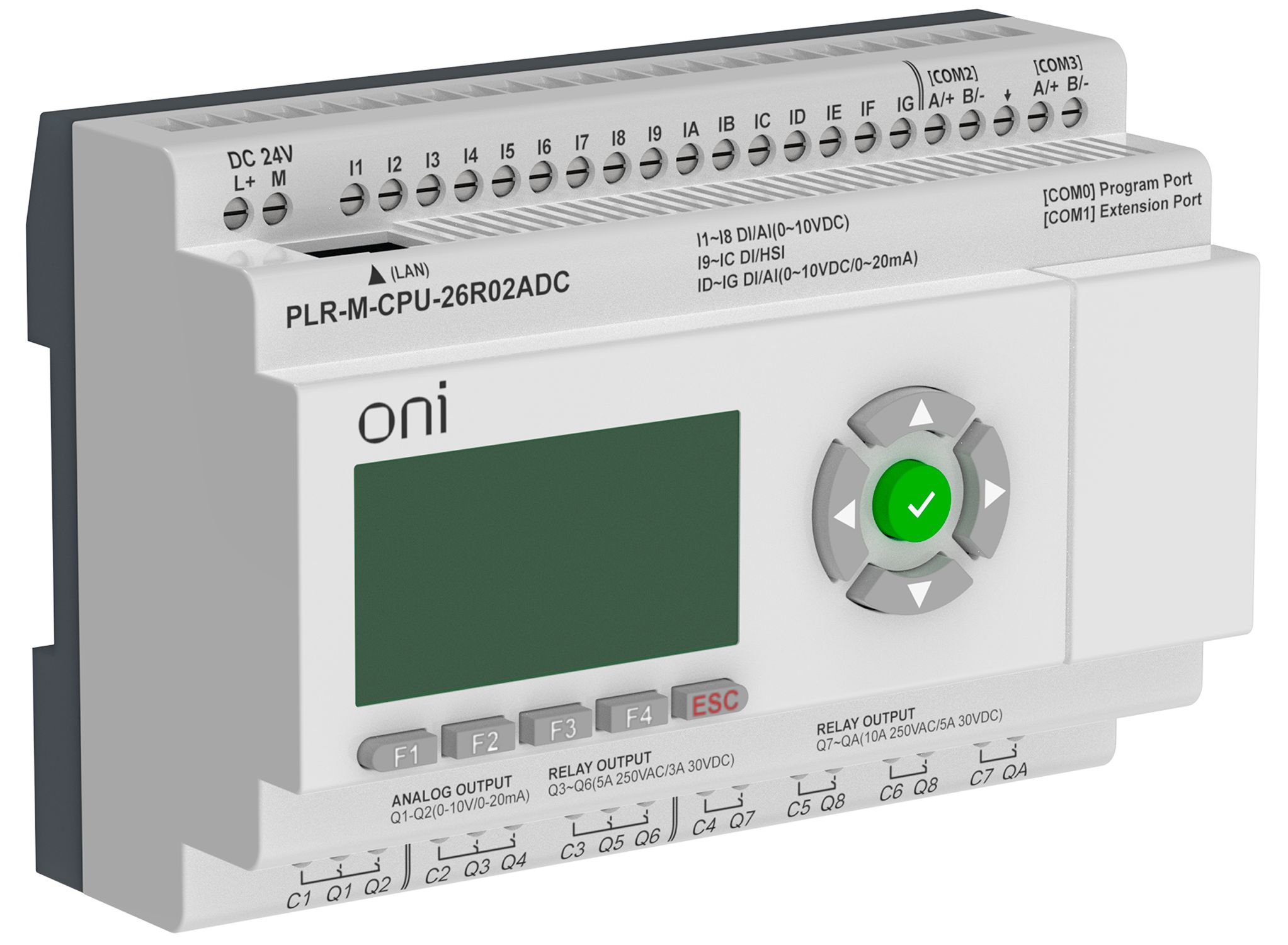 IEK ONI Логическое реле  PLR-M. CPU DI16/DO08(R)/AO02 24В DC. фото